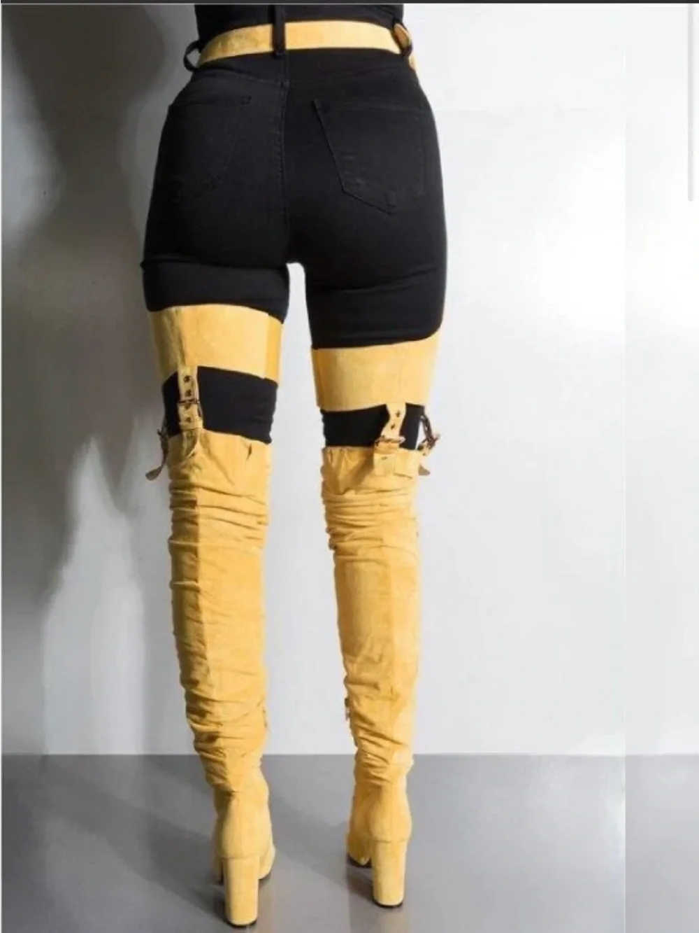 🖤✨ New Over-the-Knee Gold Thigh High Boots | Size 8 | Pointed Toe | Never Worn